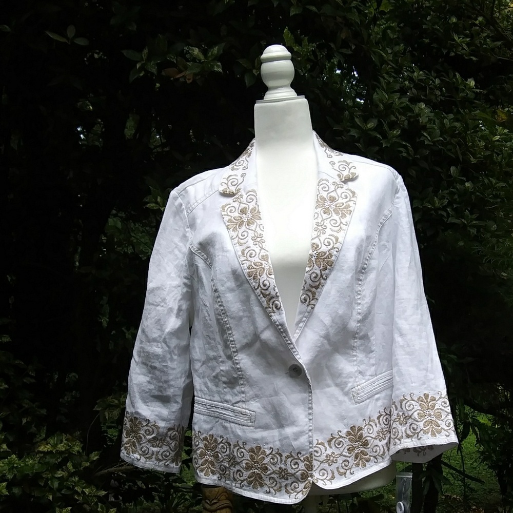 White International Concepts linen blazer. NWT.